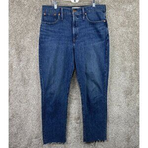 Madewell Jeans Womens Blue Perfect Vintage Hi Rise Frayed Ankle Stretch Denim